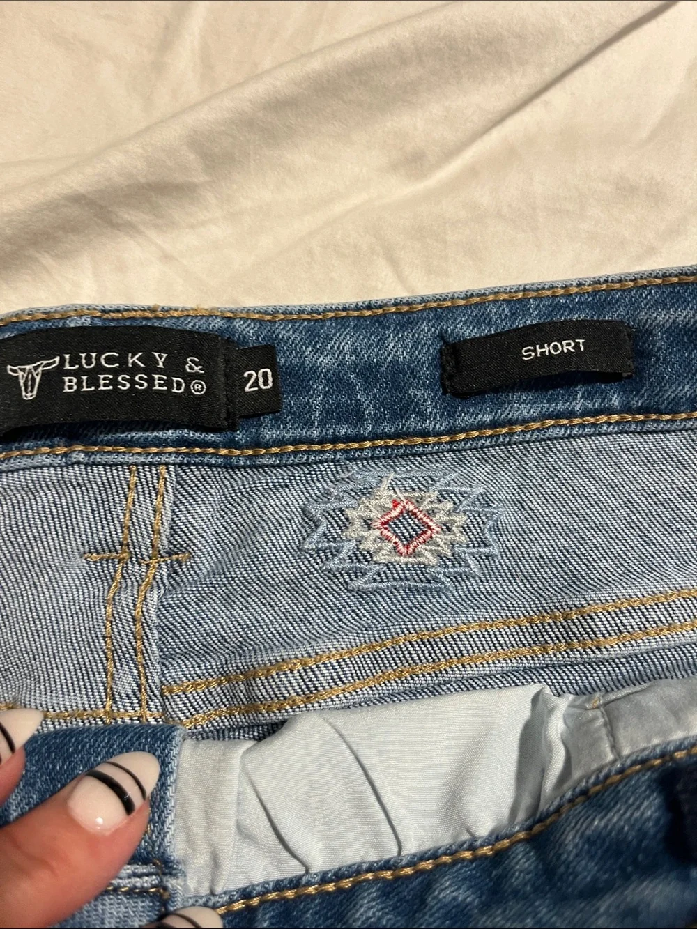 NWOT Lucky & Blessed Western Embroidered Jean Shorts, Size 20